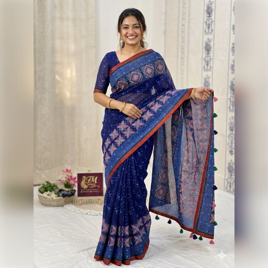 Midnight Elegance Skin Half Silk Saree